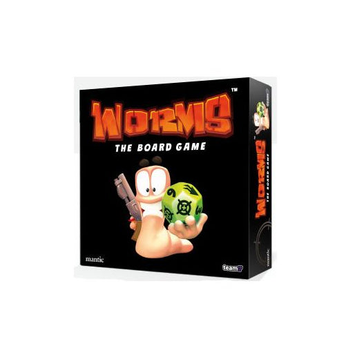 Board game box for 'Worms' on a white background