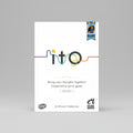 Cover of a cooperative party game titled 'itoQ' with colorful design and branding elements.