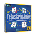 Box of Telestrations game with blue and yellow design