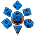 Metallic Dice Games mini glow in the dark polyhedral dice set, blue