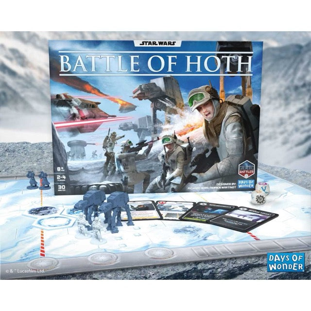 Star Wars Battle of Hoth board game packaging with characters and snowscape