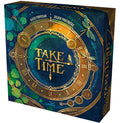 Board game box titled 'Take Time' with decorative clock design on a blue background