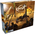 Board game box for 'Kemet: Blood and Sand' with desert-themed artwork and pyramid in the background.
