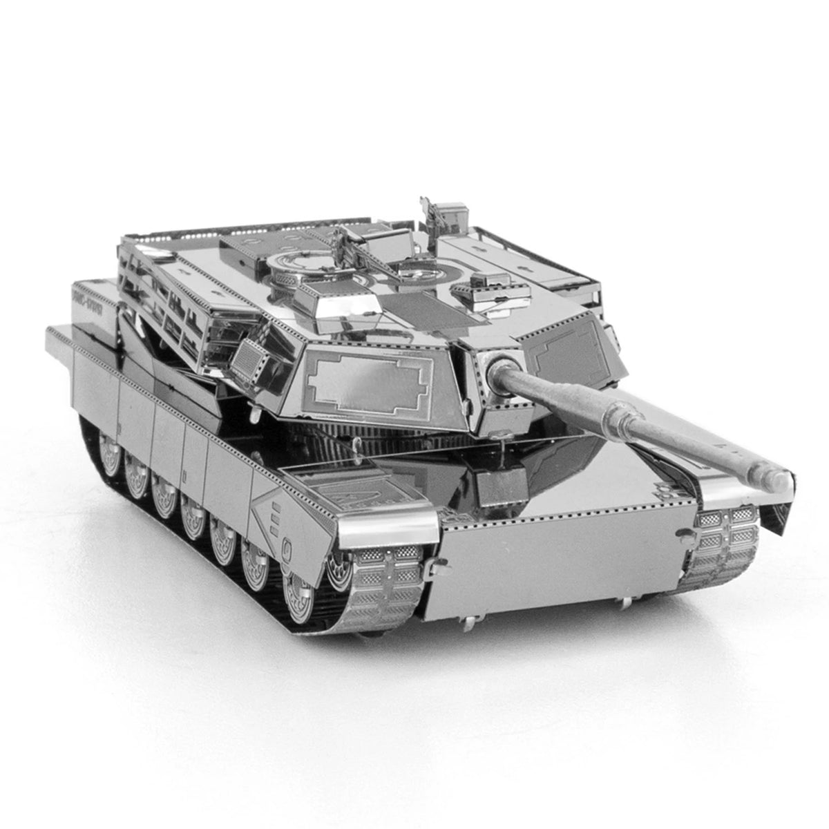 Metal model of a tank on a white background