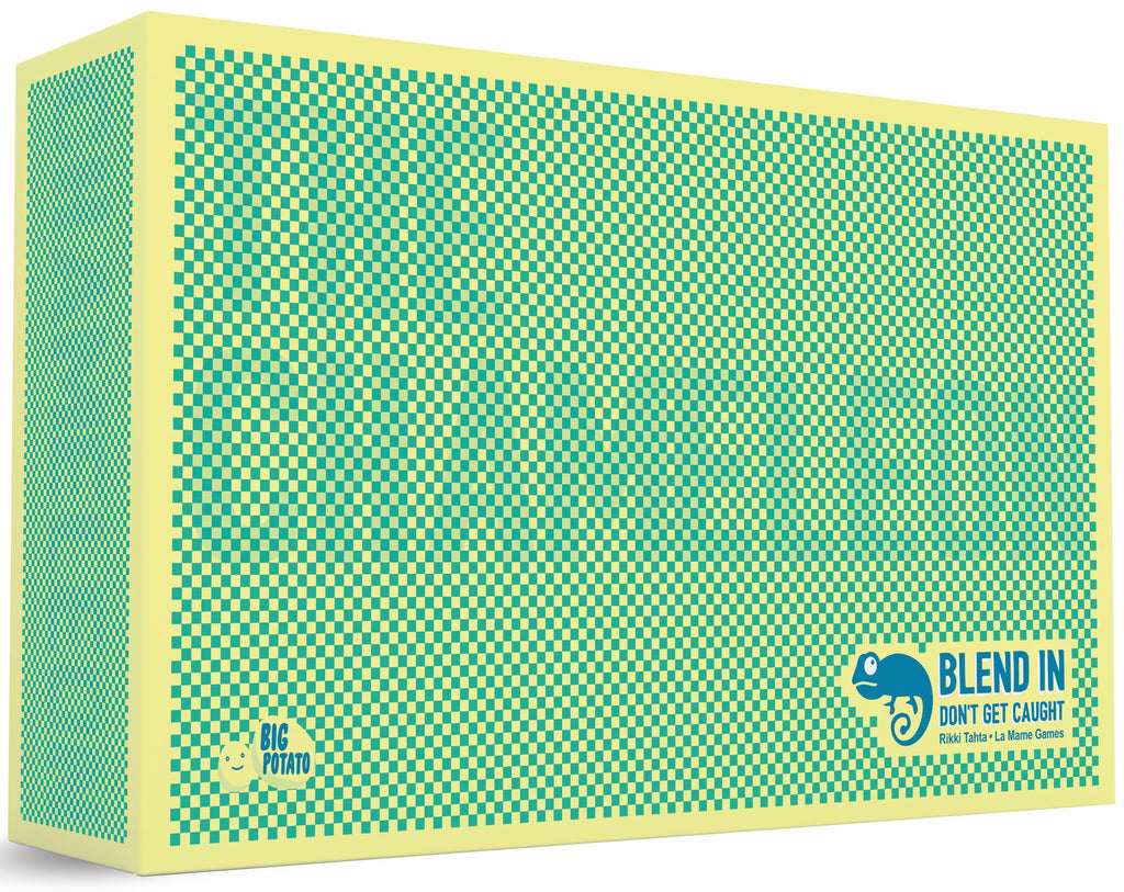 Green and yellow checkered box with 'Blend In' logo and text
