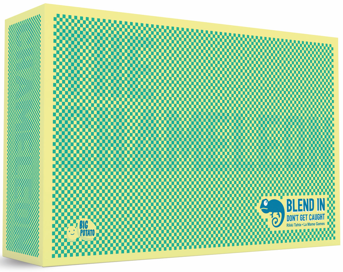 Green and yellow checkered box with 'Blend In' logo and text