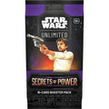 Sealed Star Wars: Unlimited Secrets of Power booster pack, front of the foil wrapper