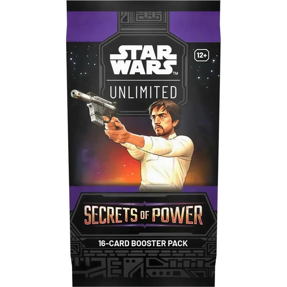Sealed Star Wars: Unlimited Secrets of Power booster pack, front of the foil wrapper