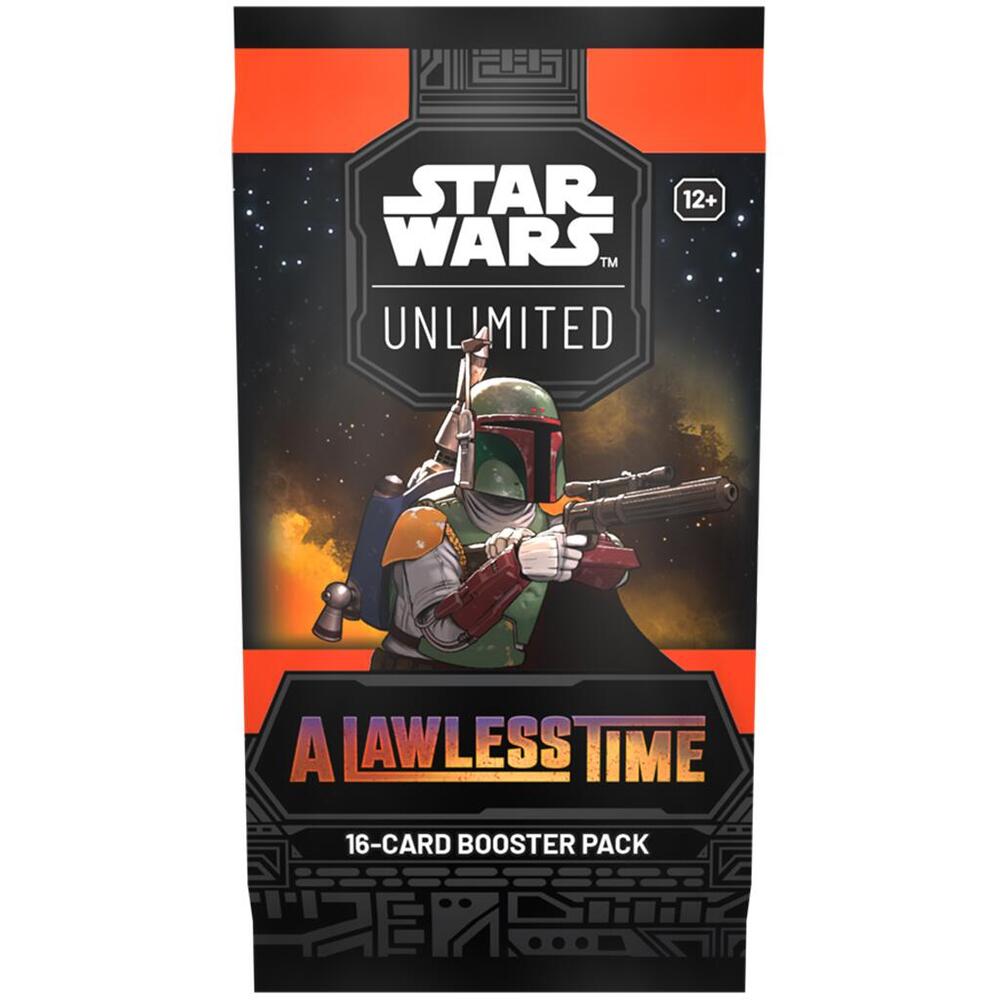 Sealed Star Wars: Unlimited A Lawless Time booster pack, front of the foil wrapper