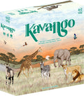 Board game box for 'Kavango' with animals and scenic design