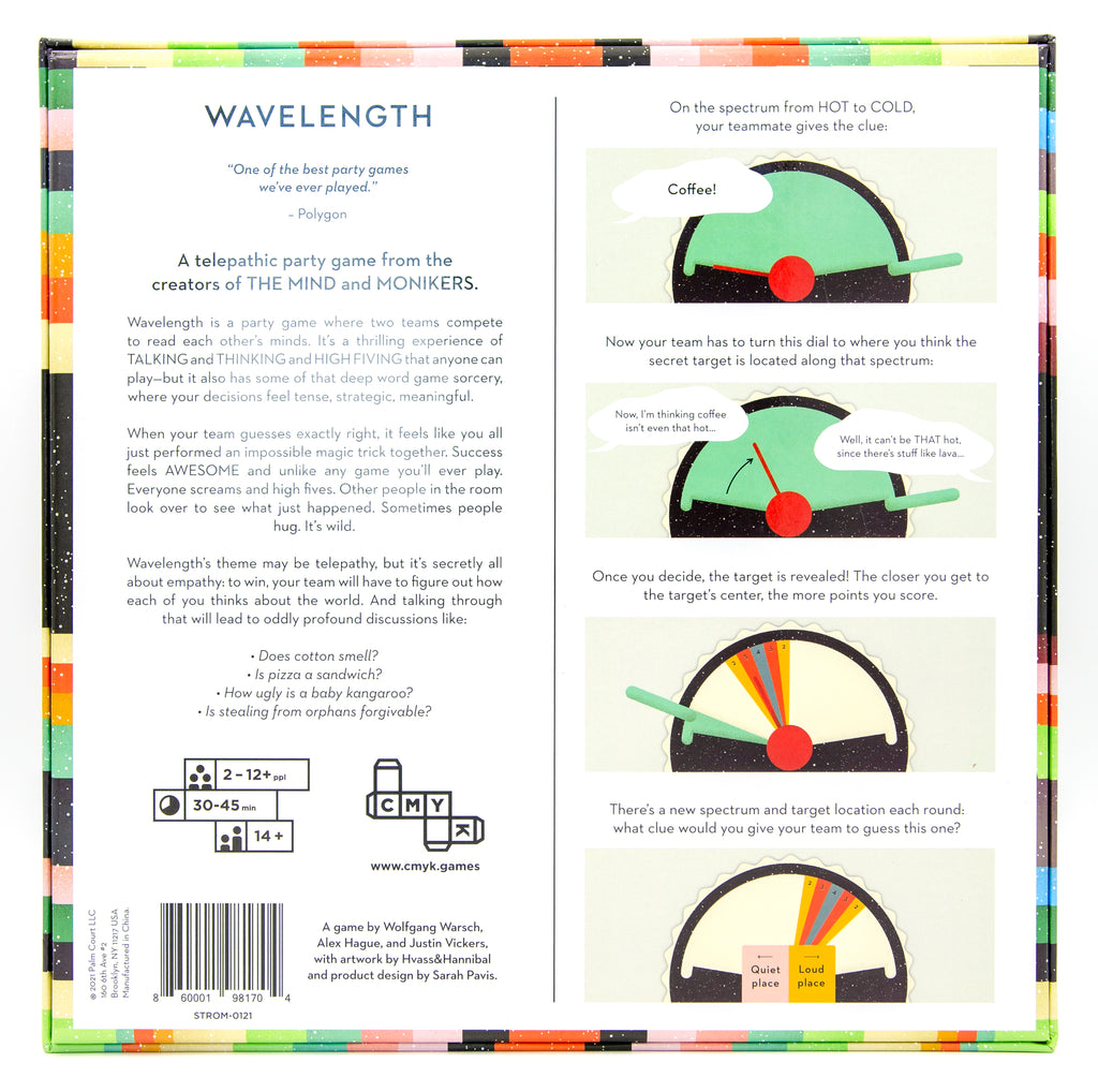 Wavelength game box with colorful design and text on a white background