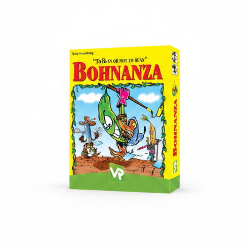 Bohnanza board game box with colorful design and characters on a white background