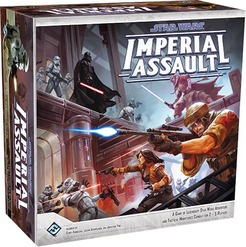Board game box for 'Imperial Assault' featuring characters from Star Wars.