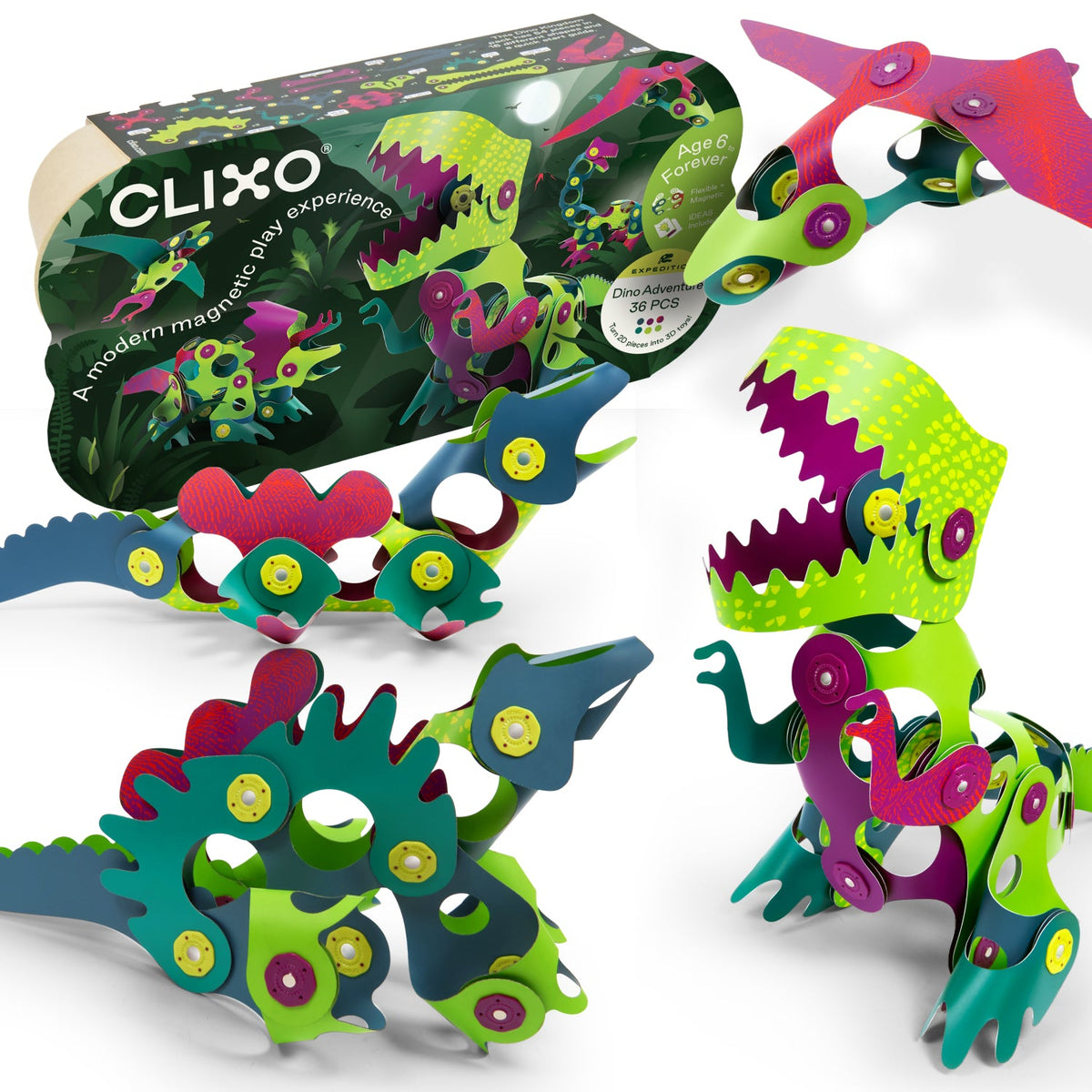 Clixo Dino Adventure Pack magnetic building set
