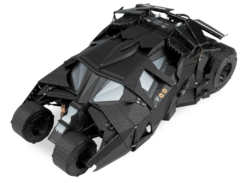 Black Batmobile model on a white background