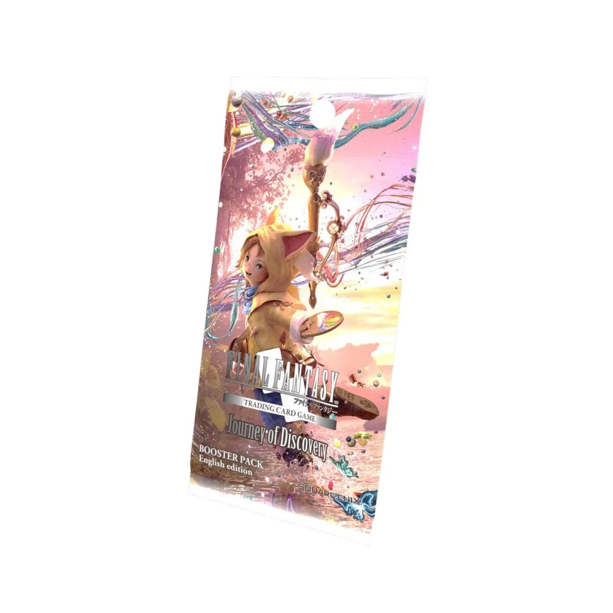 Card game booster pack with character illustration on a white background