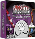 Board game box titled 'Anxiety Attack!' with cartoon character and text on a purple background