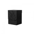 Black card storage box with brand logo on a white background