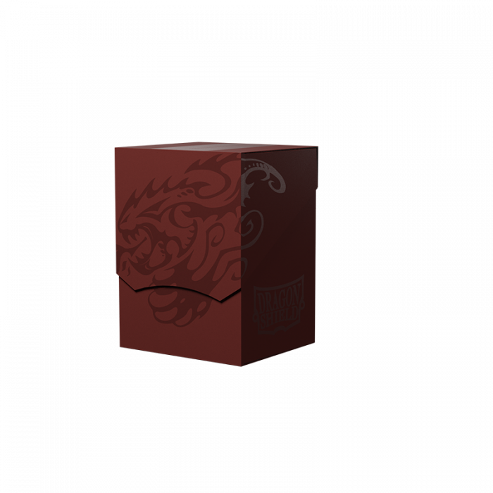 Red deck box with dragon design on a white background