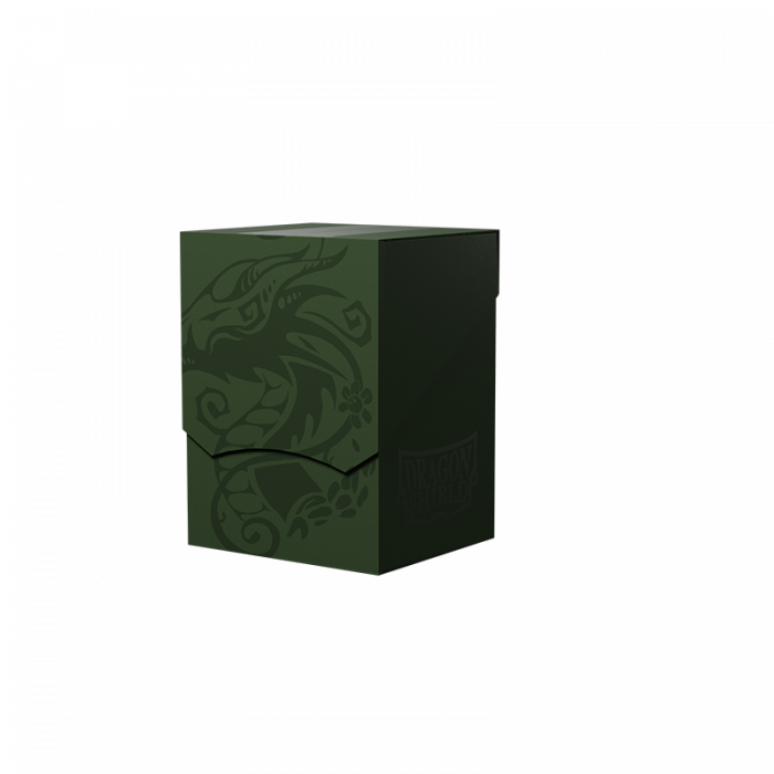 Green deck box with dragon design on a white background