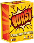 Card game box titled 'Burst' by Lost Boy Entertainment with vibrant yellow and red design.