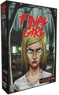 Board game box for 'Final Girl' with a character illustration and text.