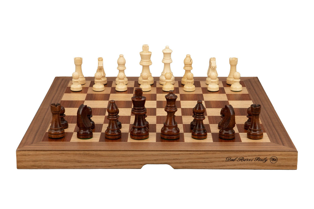 Dal Rossi Italy Folding Chess Set Light Walnut and Boxwood 16 inch