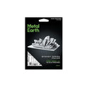 Metal Earth Steel Model Kit Sydney Opera House carded packaging, featuring a black background with the green Metal Earth logo and a 3D model rendering of the opera house.
