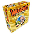 Board game box titled 'Worms' with cartoon characters on a yellow background