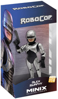 RoboCop Minix Alex Murphy collectible figure box, featuring the figure in silver and black armor standing in front of a RoboCop-themed box design with character artwork.