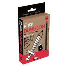 Packaging of 'Dungeon' paper and pencil game by Paper Apps on a white background
