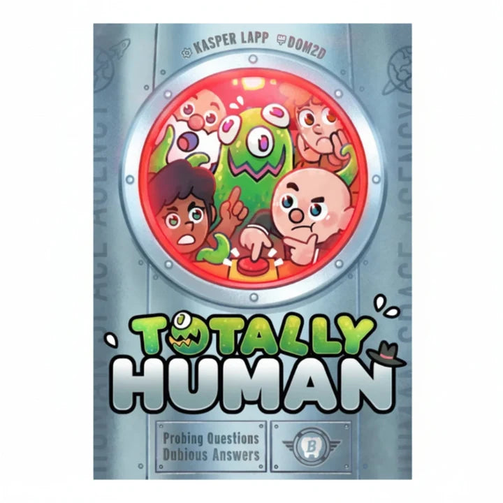Cover of 'Totally Human' with colorful characters and a futuristic design.