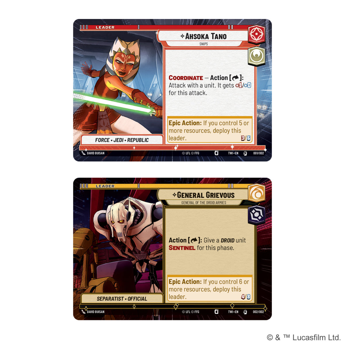 Star Wars: Unlimited Twilight of the Republic Two-Player Starter, contents laid out